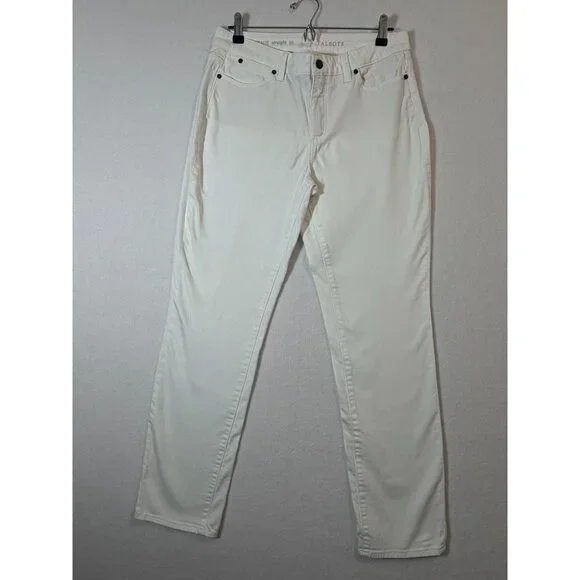 Talbots Womens White Heritage Straight-Leg Pants Size 10 Cotton Blend - Picture 2 of 15